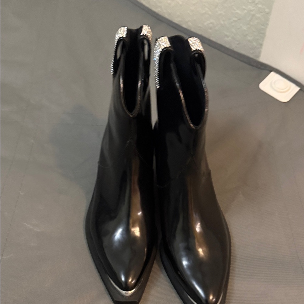 Chic Black Ankle Booties with Silver Accents